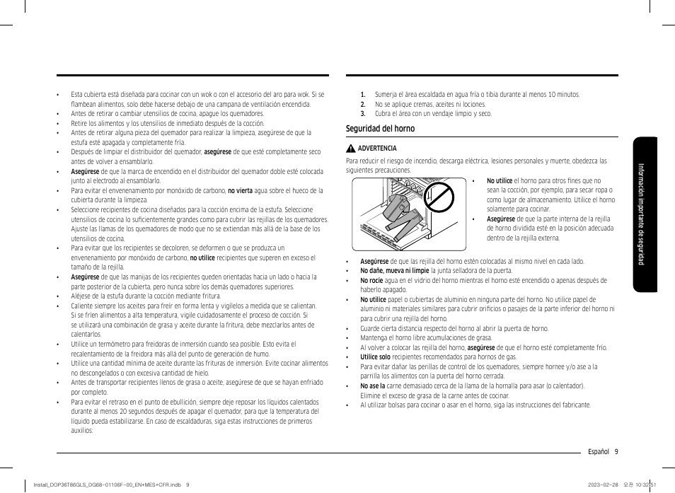 Seguridad del horno | Dacor Transitional 36 Inch Freestanding Gas Smart Range Install Guide User Manual | Page 41 / 96