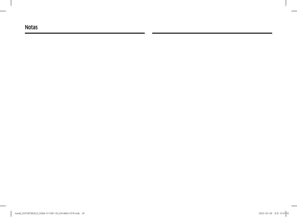 Notas | Dacor Transitional 36 Inch Freestanding Gas Smart Range Install Guide User Manual | Page 62 / 96