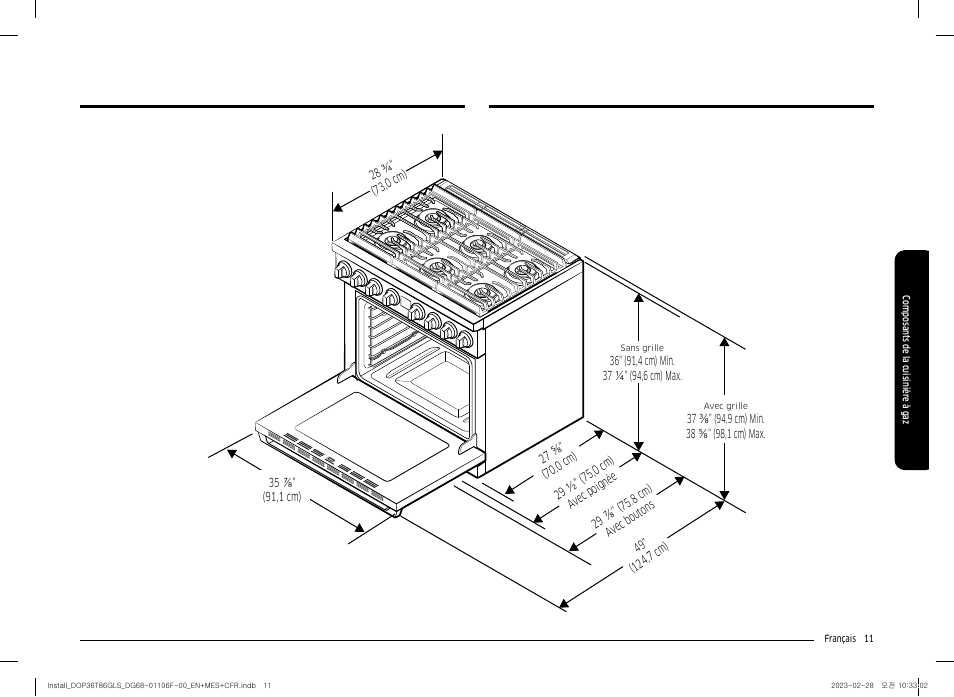 Dacor Transitional 36 Inch Freestanding Gas Smart Range Install Guide User Manual | Page 75 / 96