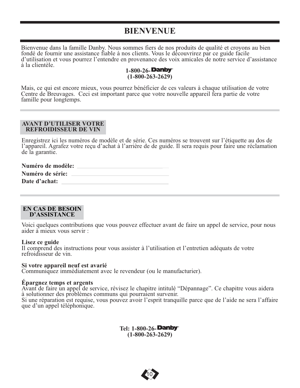 Bienvenue | Danby DWC508BLS User Manual | Page 10 / 27