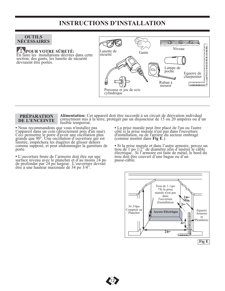 Instructions d’installation | Danby DWC508BLS User Manual | Page 12 / 27