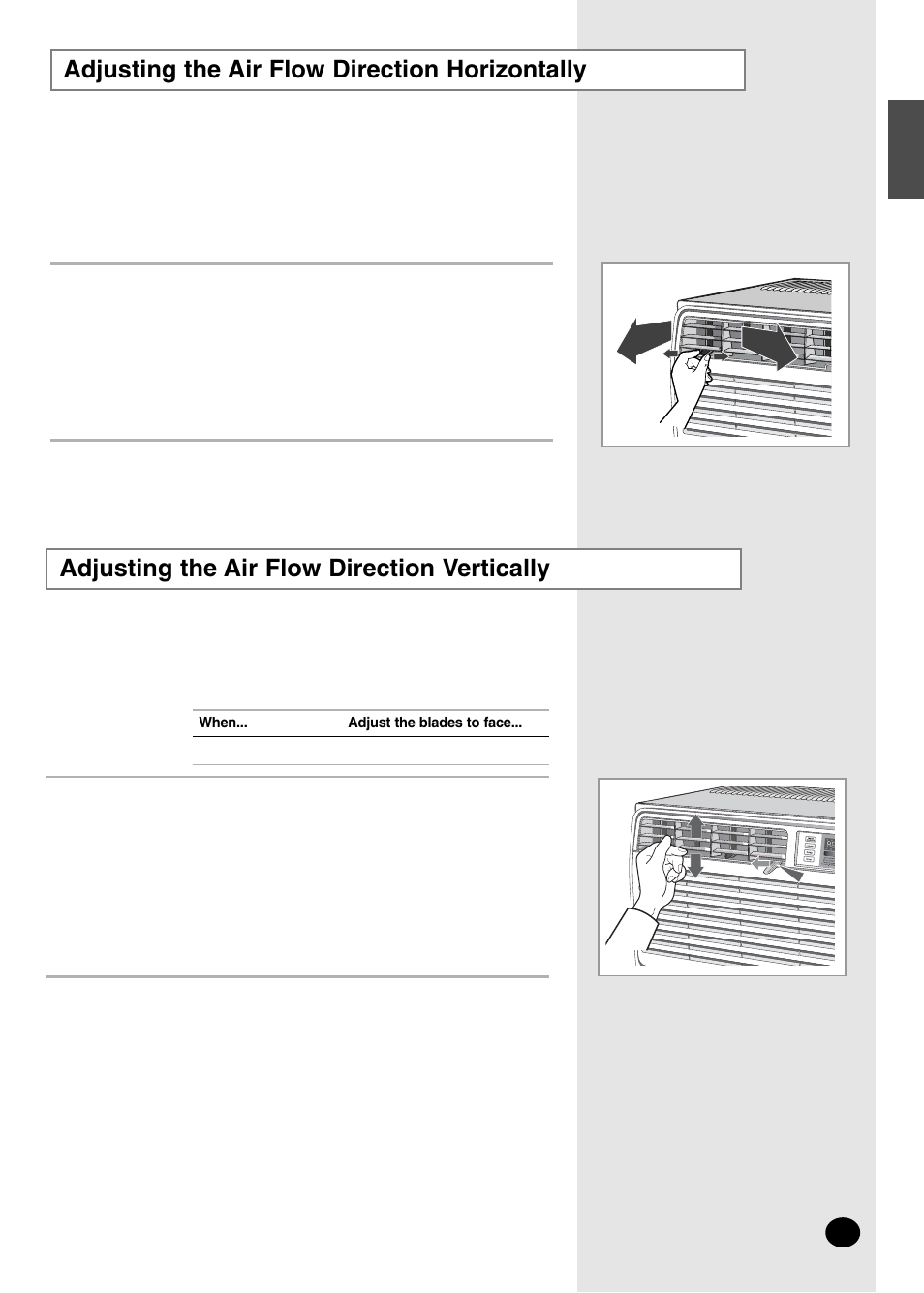 Adjusting the air flow direction horizontally, Adjusting the air flow direction vertically | Danby DAC14004D User Manual | Page 11 / 58