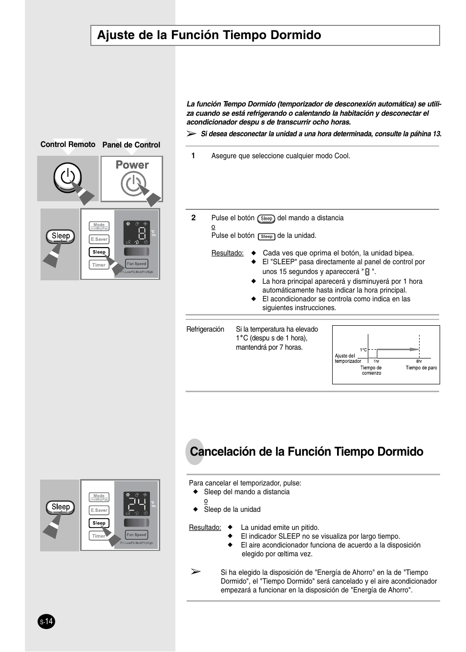 Ajuste de la función tiempo dormido, Cancelación de la función tiempo dormido | Danby DAC14004D User Manual | Page 32 / 58