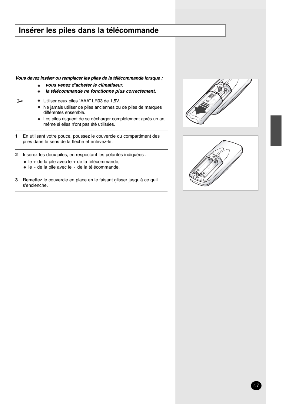Insérer les piles dans la télécommande | Danby DAC14004D User Manual | Page 43 / 58