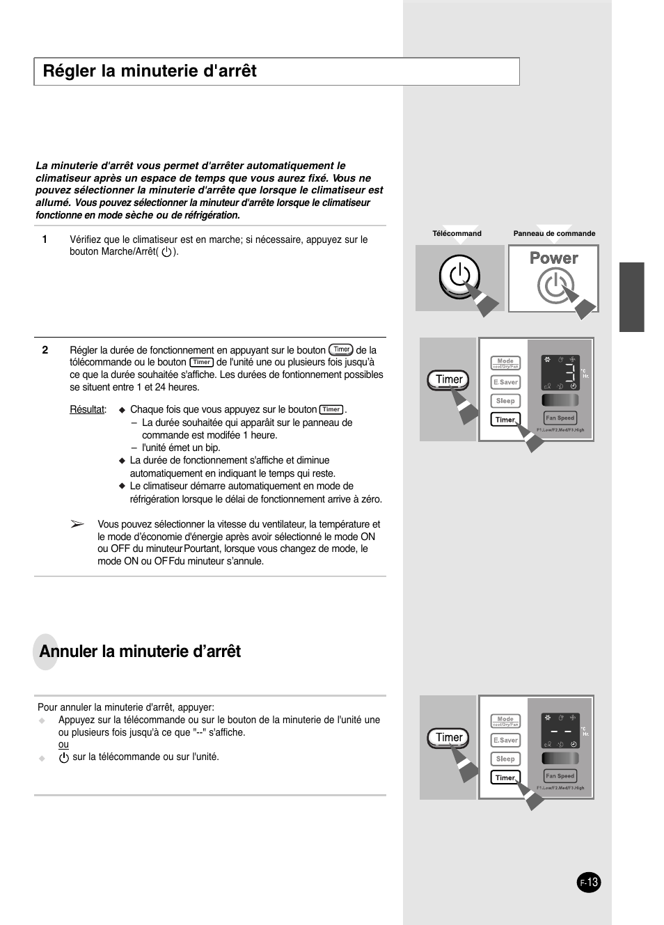Régler la minuterie d'arrêt, Annuler la minuterie d’arrêt | Danby DAC14004D User Manual | Page 49 / 58