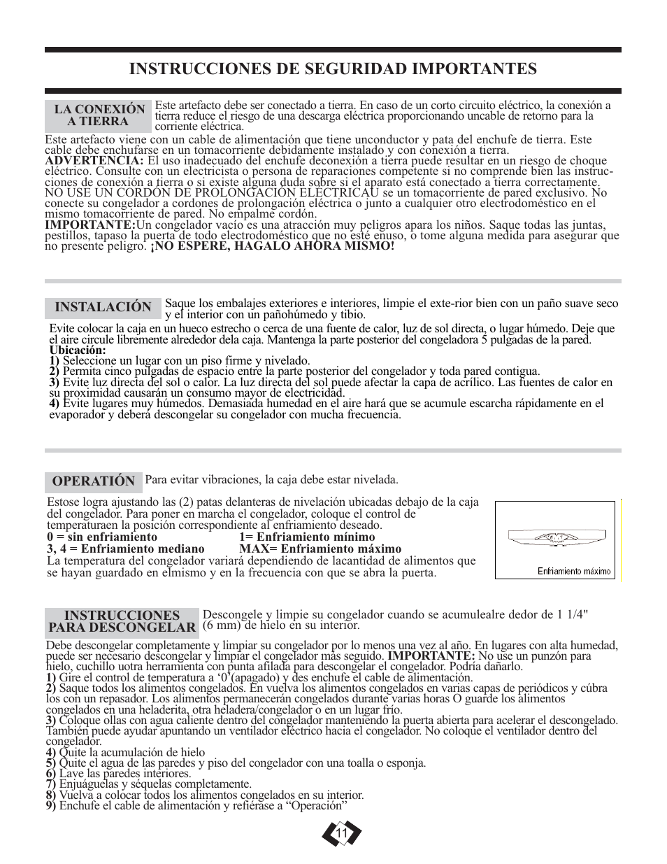 Instrucciones de seguridad importantes | Danby DUF808WE User Manual | Page 12 / 17