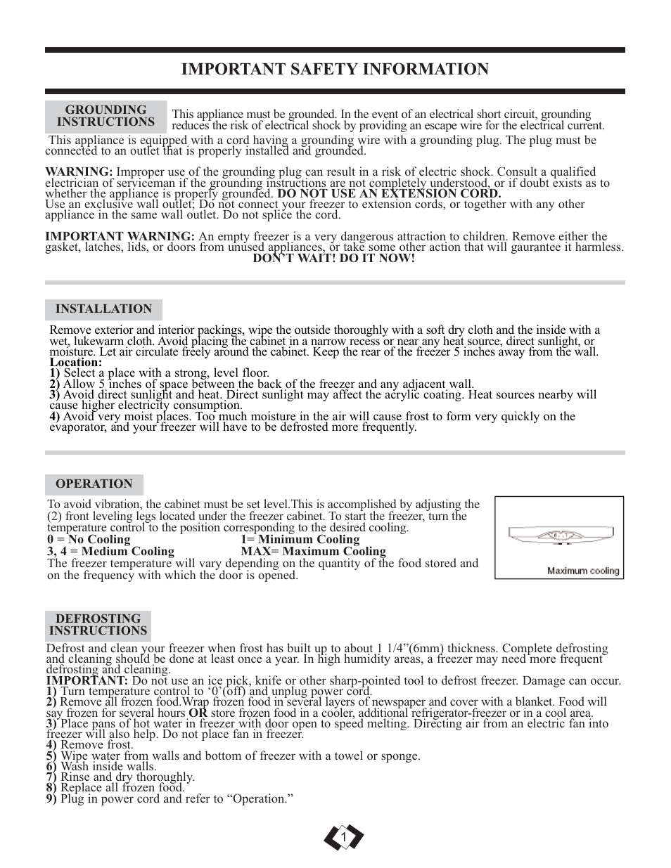 Important safety information | Danby DUF808WE User Manual | Page 2 / 17