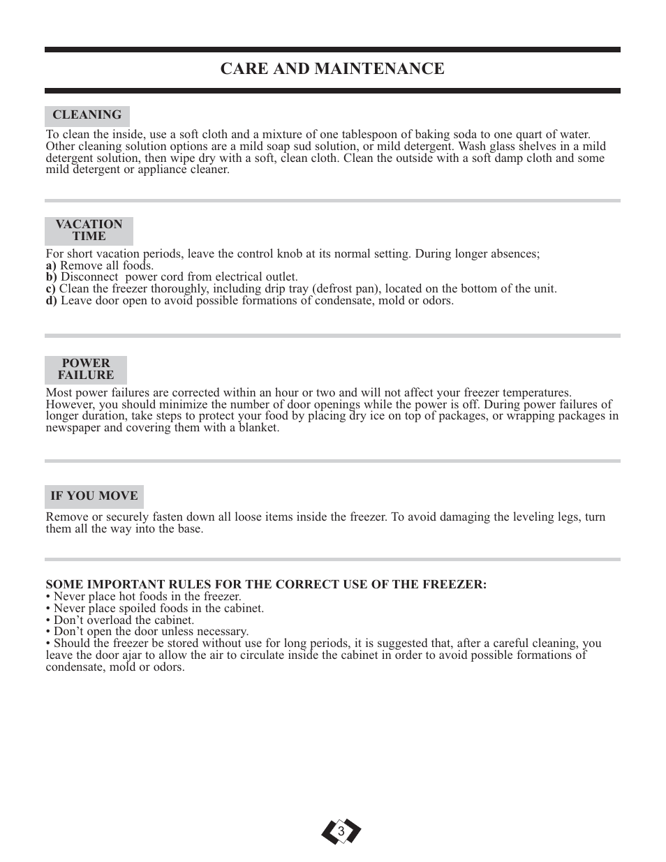 Care and maintenance | Danby DUF808WE User Manual | Page 4 / 17