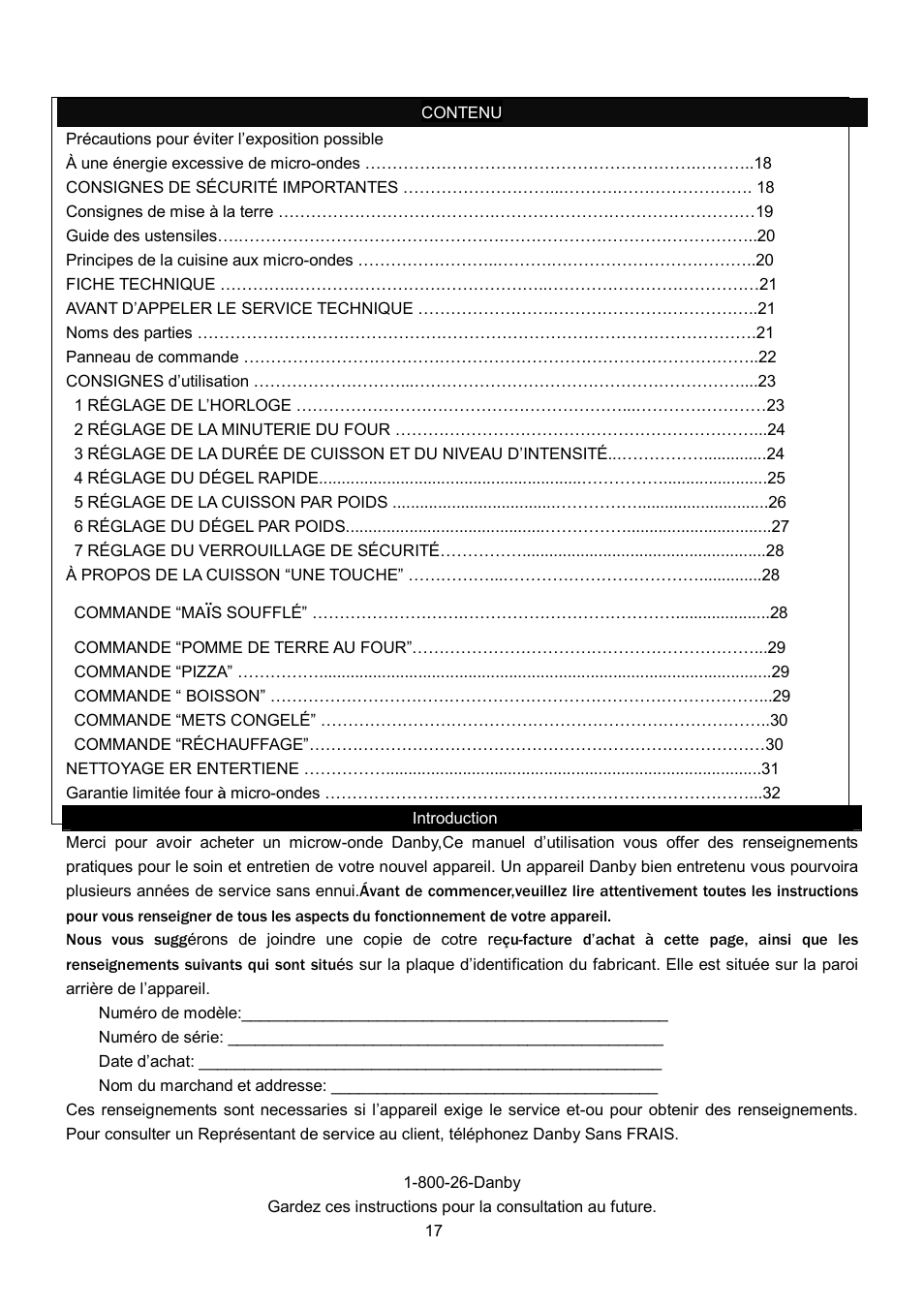 Danby DMW1158BL User Manual | Page 20 / 52