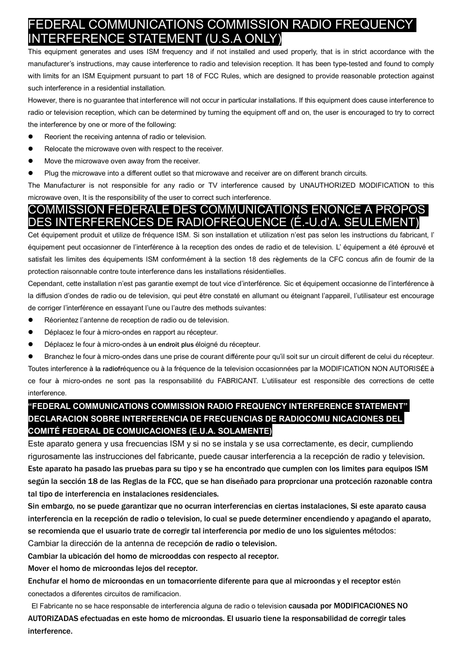Danby DMW1158BL User Manual | Page 4 / 52