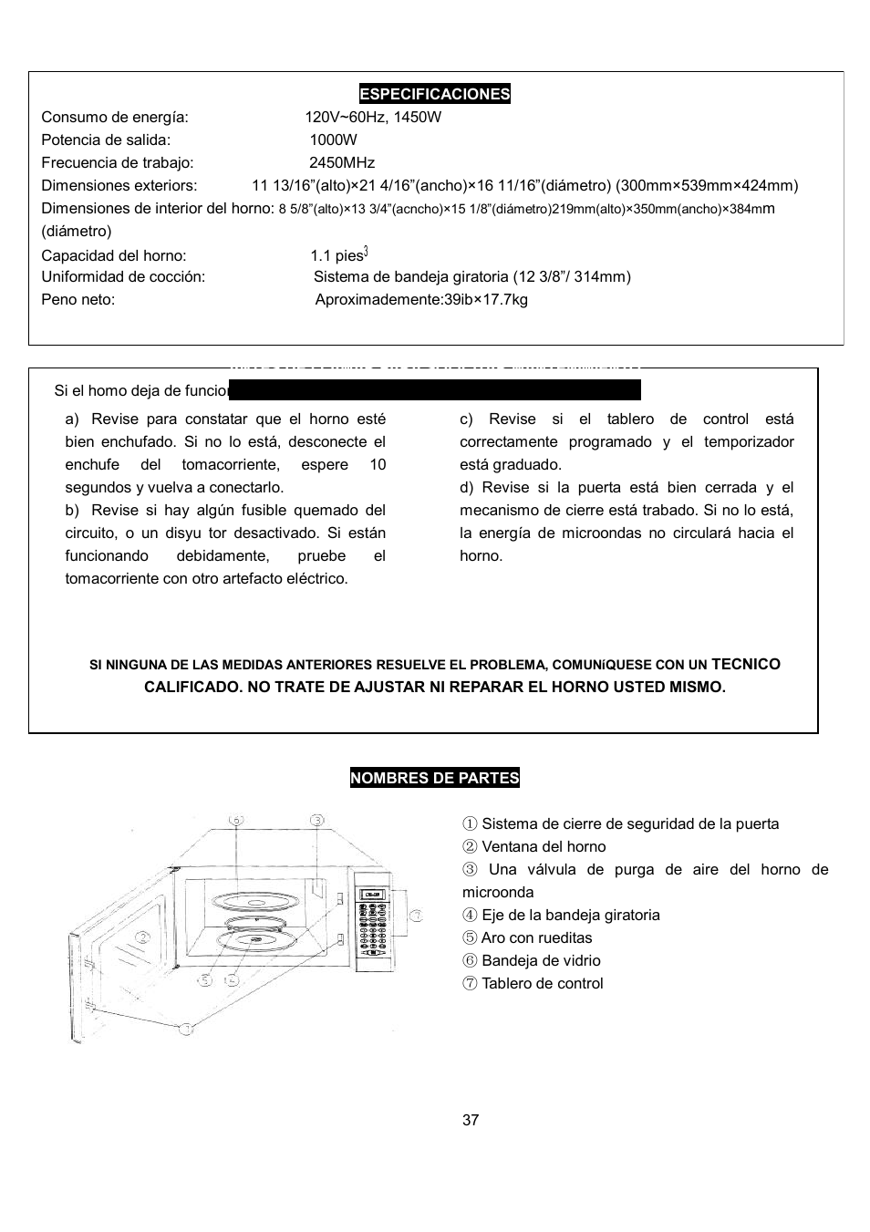 Danby DMW1158BL User Manual | Page 40 / 52