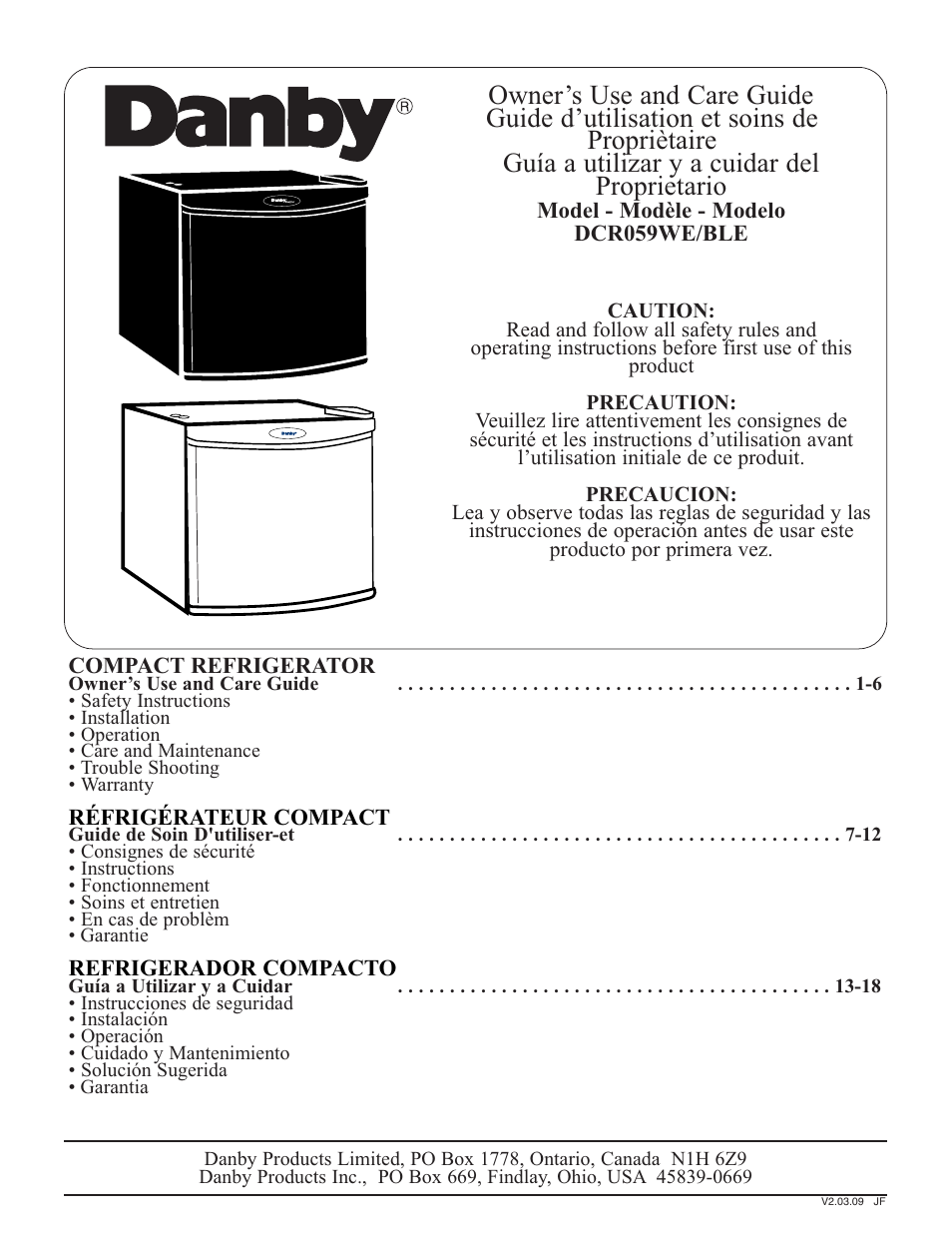 Danby DCR059WE User Manual | 17 pages