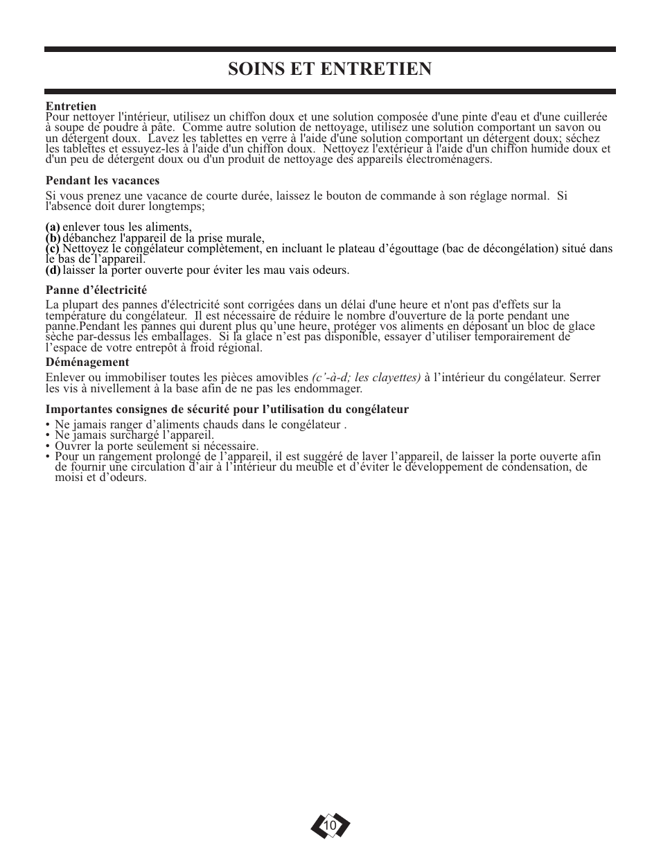 Soins et entretien | Danby DCR059WE User Manual | Page 10 / 17