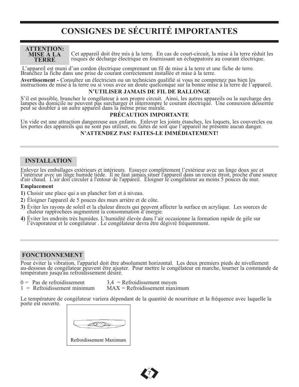 Consignes de sécurité importantes | Danby DCR059WE User Manual | Page 7 / 17