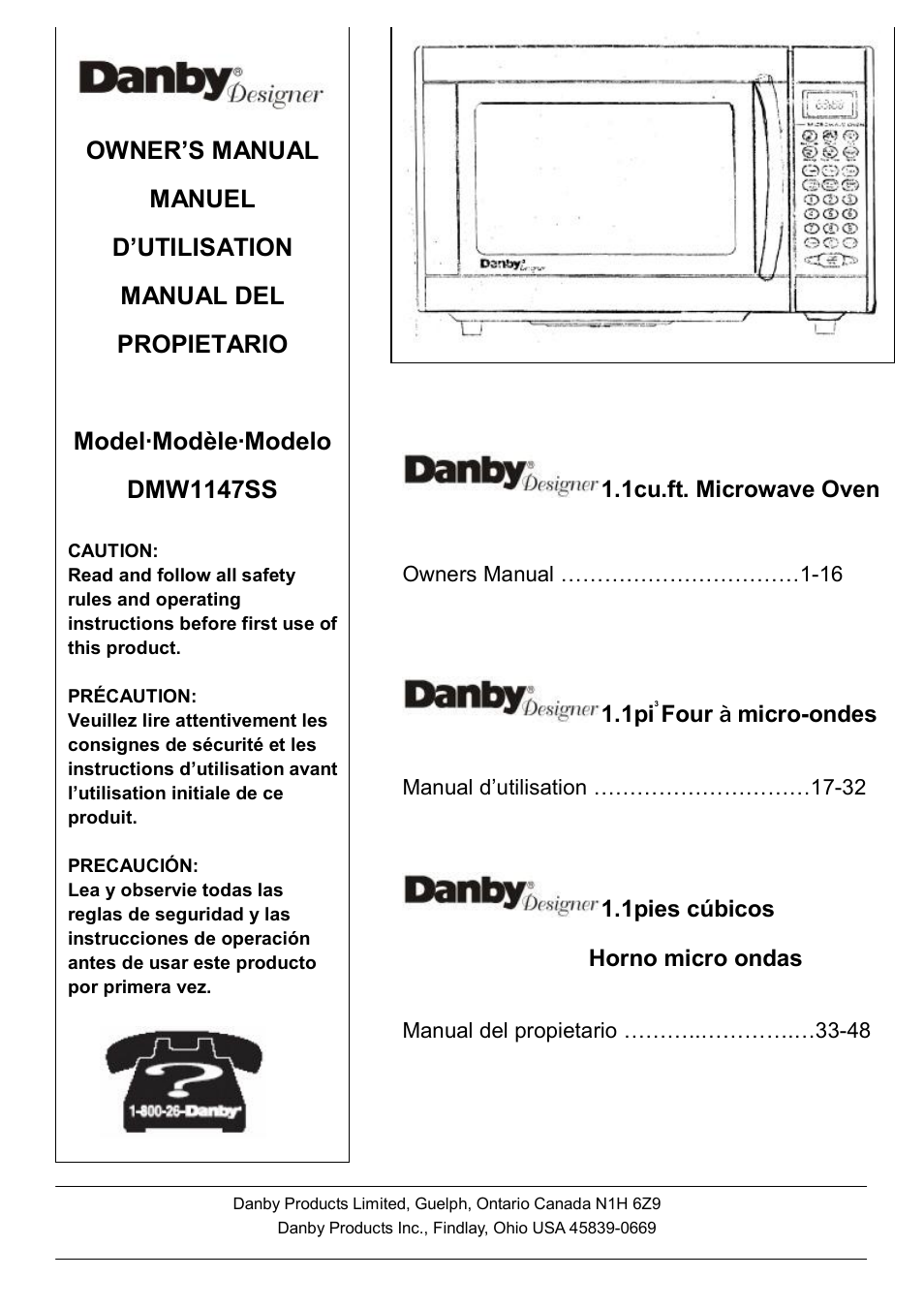 Danby DMW1147SS User Manual | 19 pages