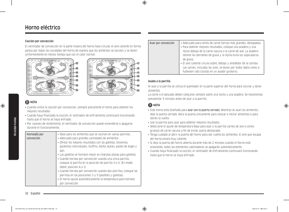 Horno eléctrico | Samsung 30 Inch Slide-in Dual Fuel Smart Range Owner Manual User Manual | Page 100 / 204