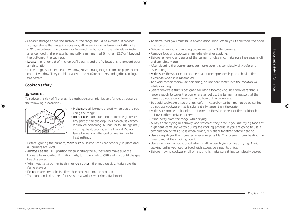 Samsung 30 Inch Slide-in Dual Fuel Smart Range Owner Manual User Manual | Page 11 / 204