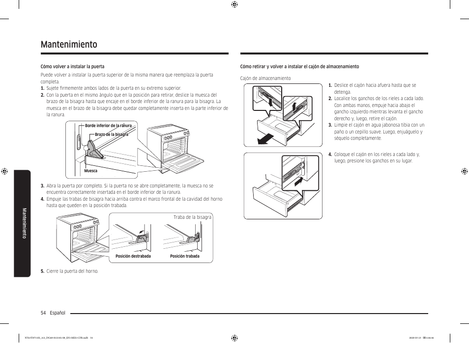 Mantenimiento | Samsung 30 Inch Slide-in Dual Fuel Smart Range Owner Manual User Manual | Page 122 / 204