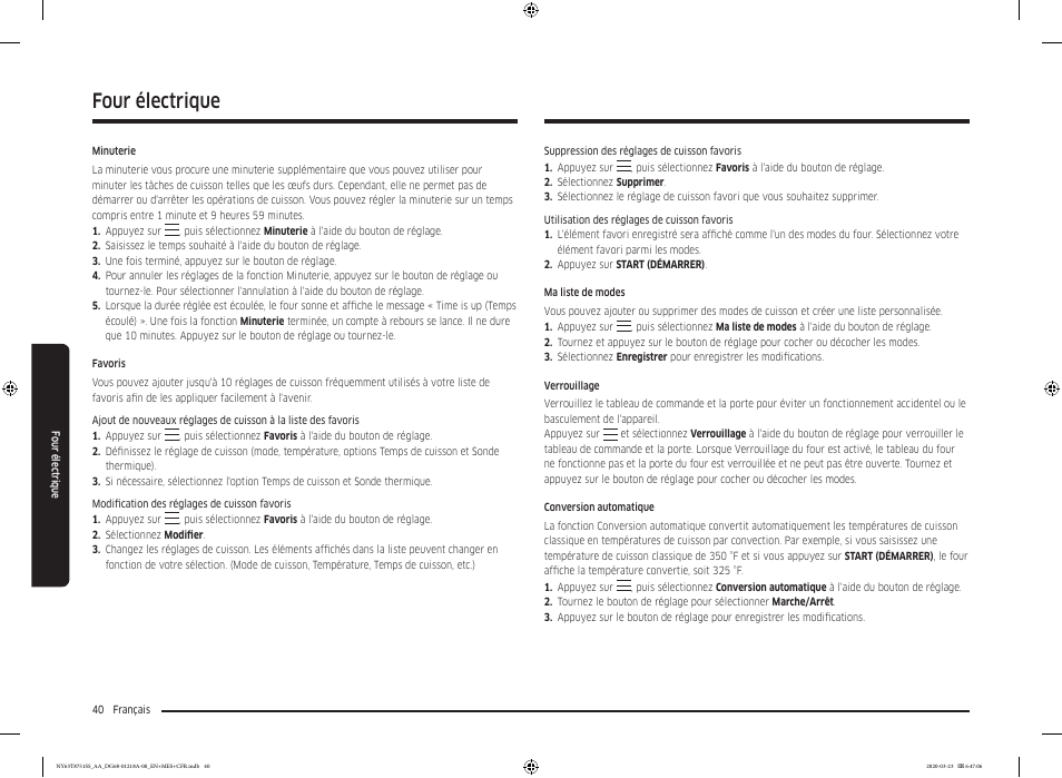 Four électrique | Samsung 30 Inch Slide-in Dual Fuel Smart Range Owner Manual User Manual | Page 176 / 204