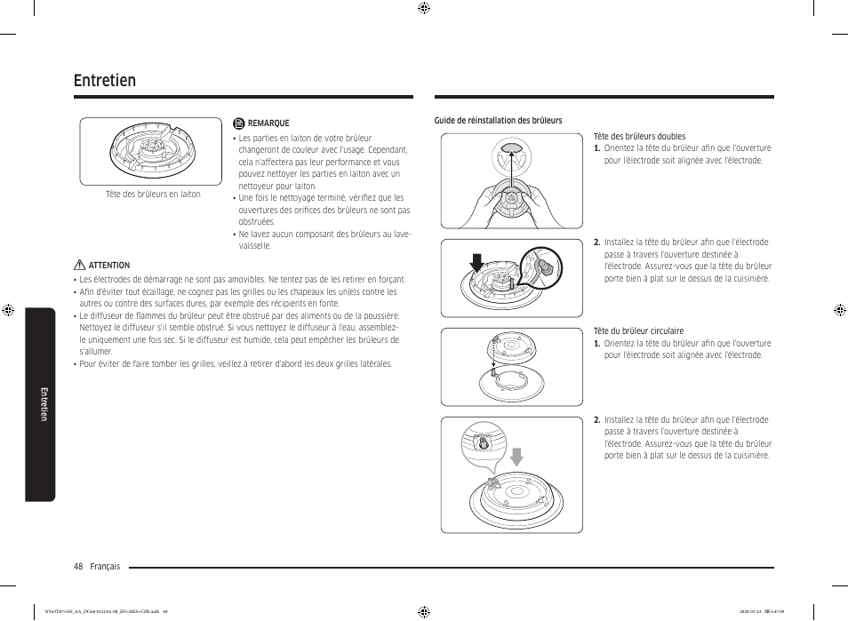 Entretien | Samsung 30 Inch Slide-in Dual Fuel Smart Range Owner Manual User Manual | Page 184 / 204