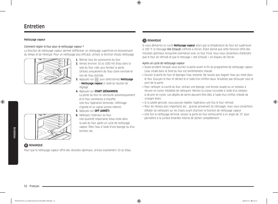 Entretien | Samsung 30 Inch Slide-in Dual Fuel Smart Range Owner Manual User Manual | Page 188 / 204