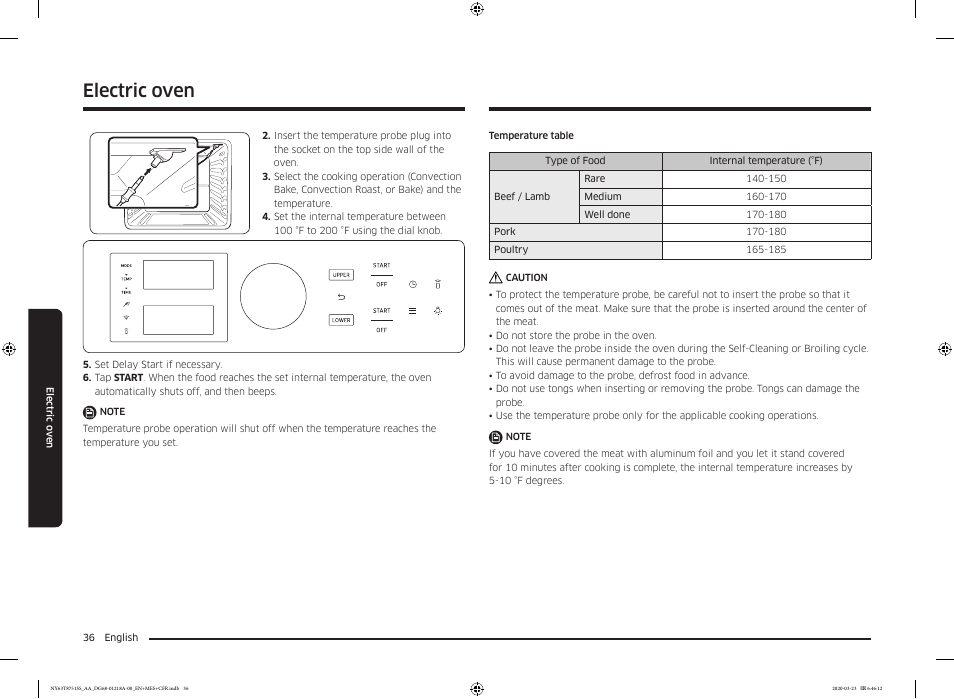 Electric oven | Samsung 30 Inch Slide-in Dual Fuel Smart Range Owner Manual User Manual | Page 36 / 204