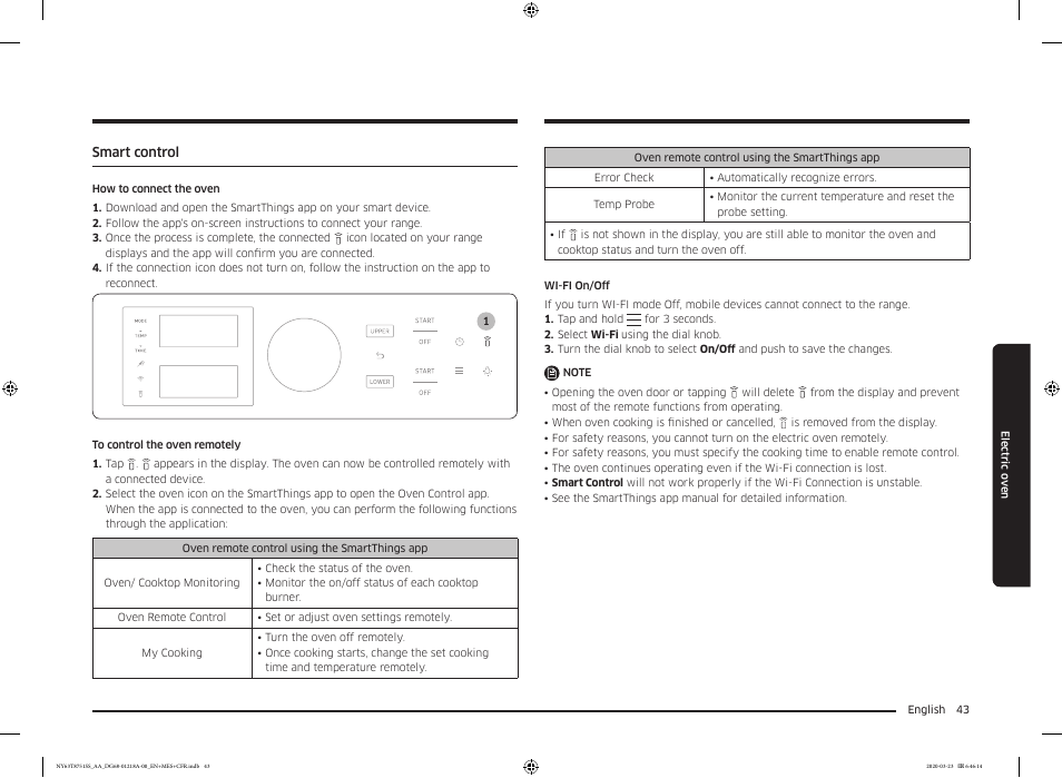 Smart control | Samsung 30 Inch Slide-in Dual Fuel Smart Range Owner Manual User Manual | Page 43 / 204