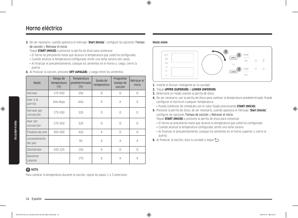 Horno eléctrico | Samsung 30 Inch Slide-in Dual Fuel Smart Range Owner Manual User Manual | Page 92 / 204