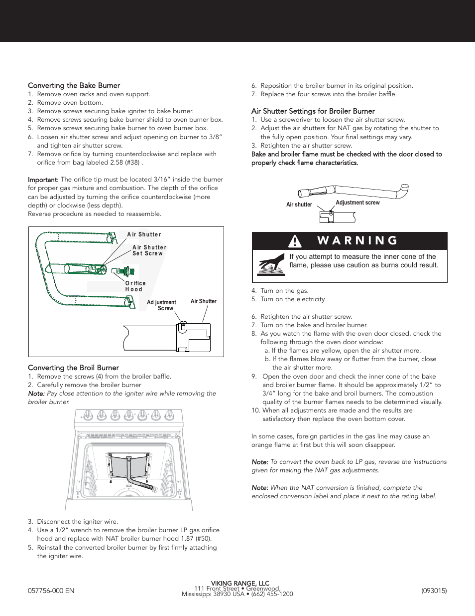 Viking 3 Series 30 Inch Freestanding Gas Range LP/Propane Conversion Kit - RLPKR2 - Installation / Use and Care Instructions User Manual | Page 4 / 8