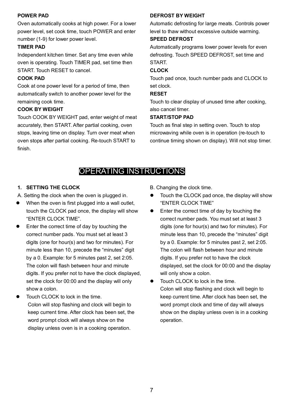 Operating instructions | Danby DMW104W User Manual | Page 9 / 19