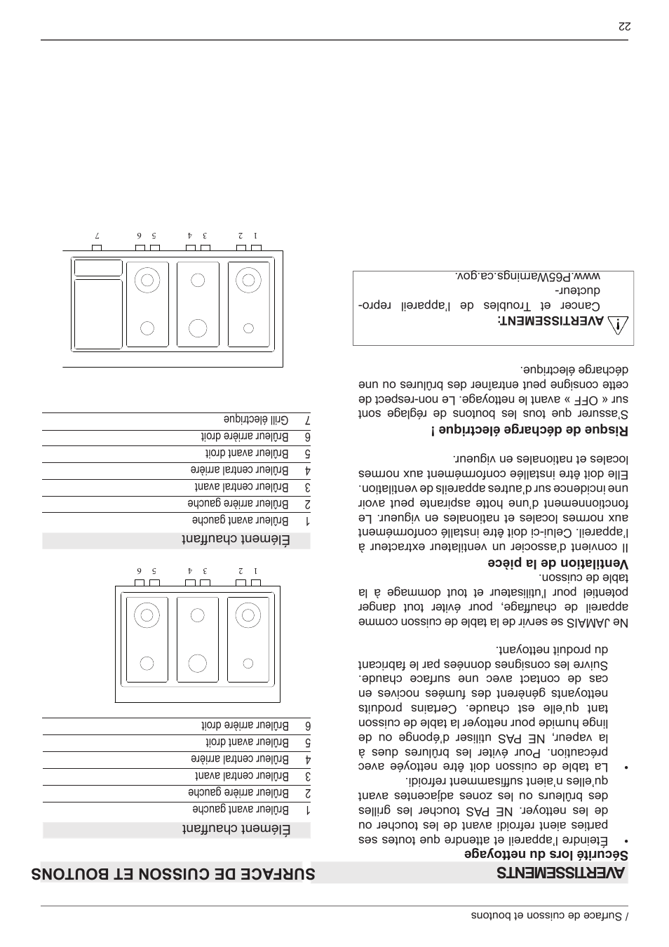 A vertissements surface de cuisson et bout ons | Bertazzoni Master Series 36 Inch Gas Rangetop Installation, Use & Care Manual User Manual | Page 39 / 60