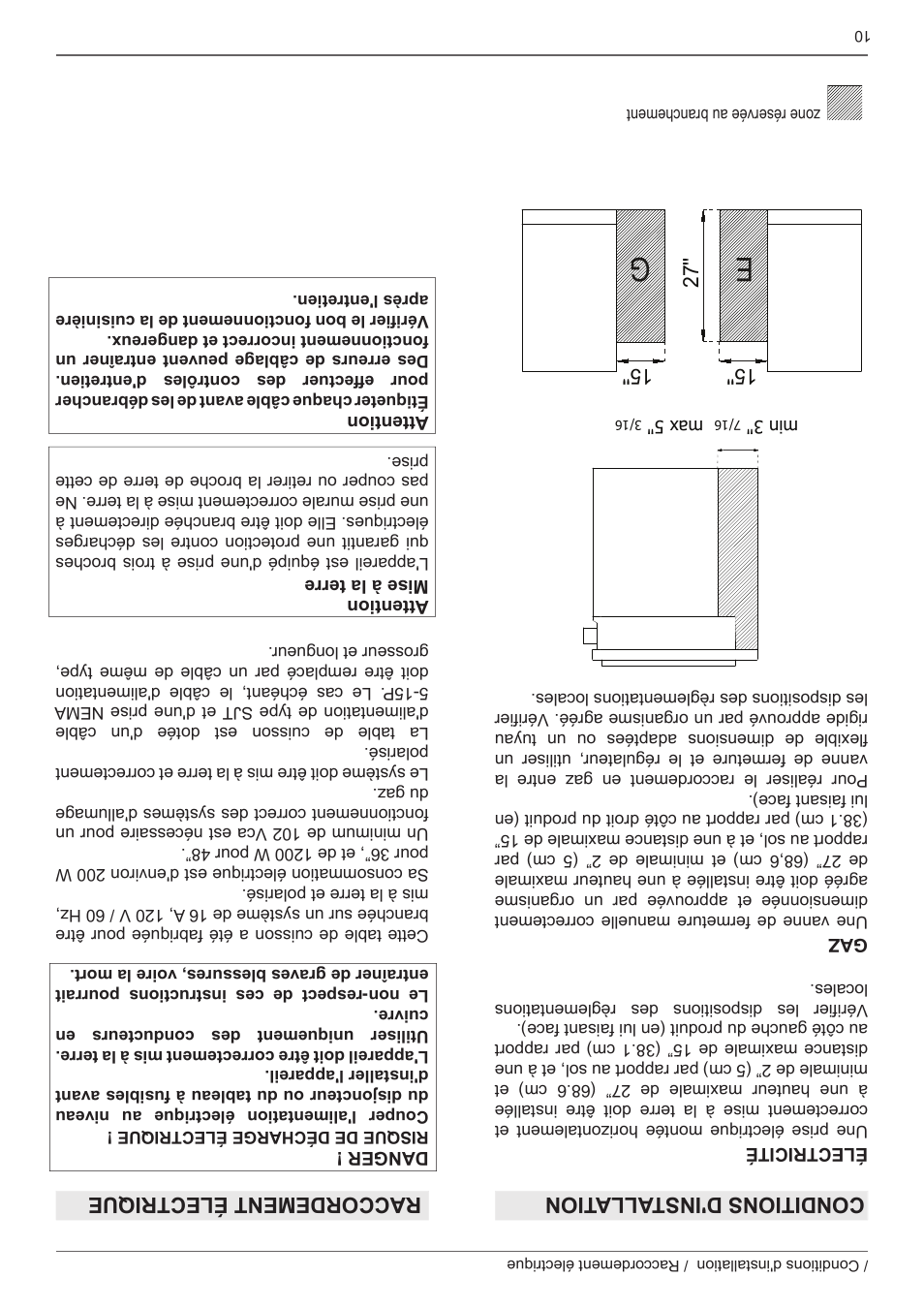 Conditions d'installa tion raccordement électrique | Bertazzoni Master Series 36 Inch Gas Rangetop Installation, Use & Care Manual User Manual | Page 51 / 60