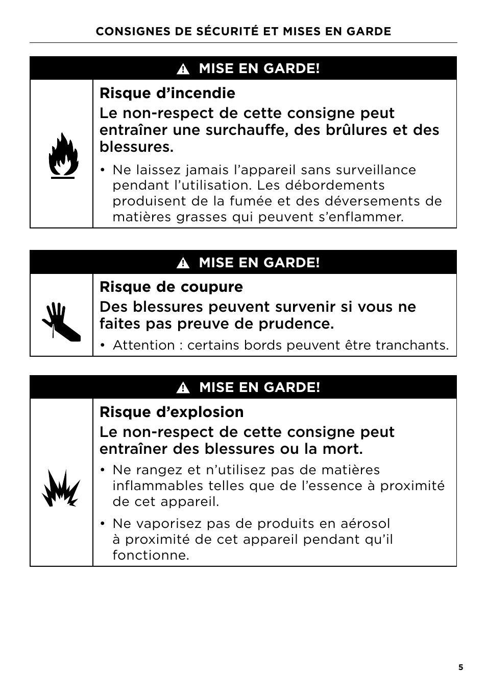 Consignes de sécurité et mises en garde | Fisher & Paykel Series 7 Professional Series 36 Inch Gas Cooktop User Guide User Manual | Page 25 / 40