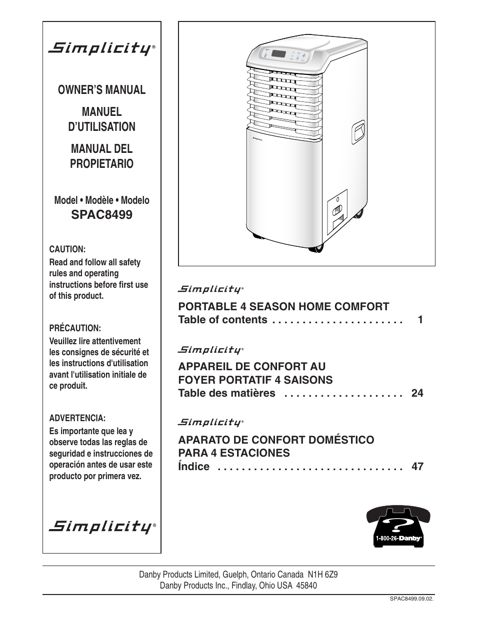 Spac8499 | Danby SPAC8499 User Manual | Page 2 / 71