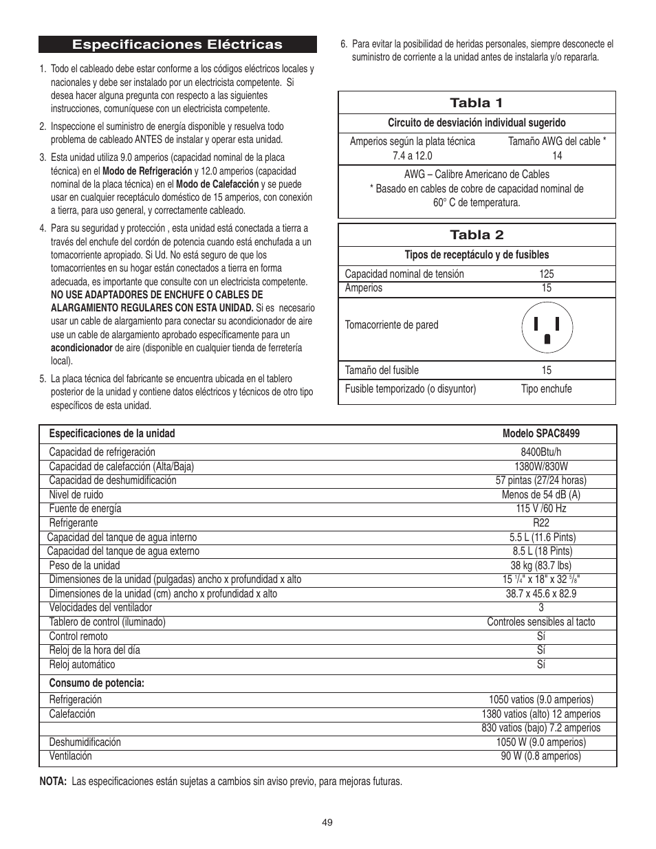 Danby SPAC8499 User Manual | Page 44 / 71