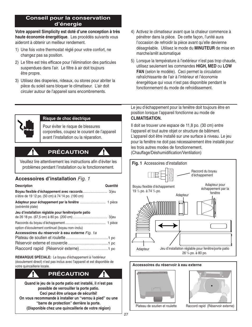 Précaution, Conseil pour la conservation d’énergie | Danby SPAC8499 User Manual | Page 57 / 71