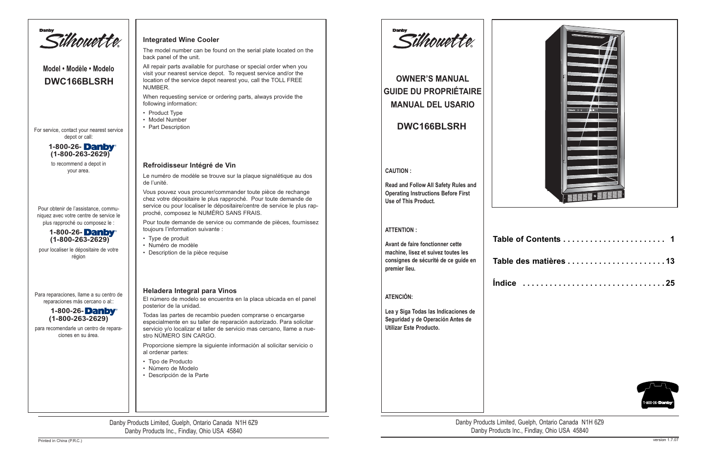 Danby Silhouette DWC166BLSRH User Manual | 20 pages