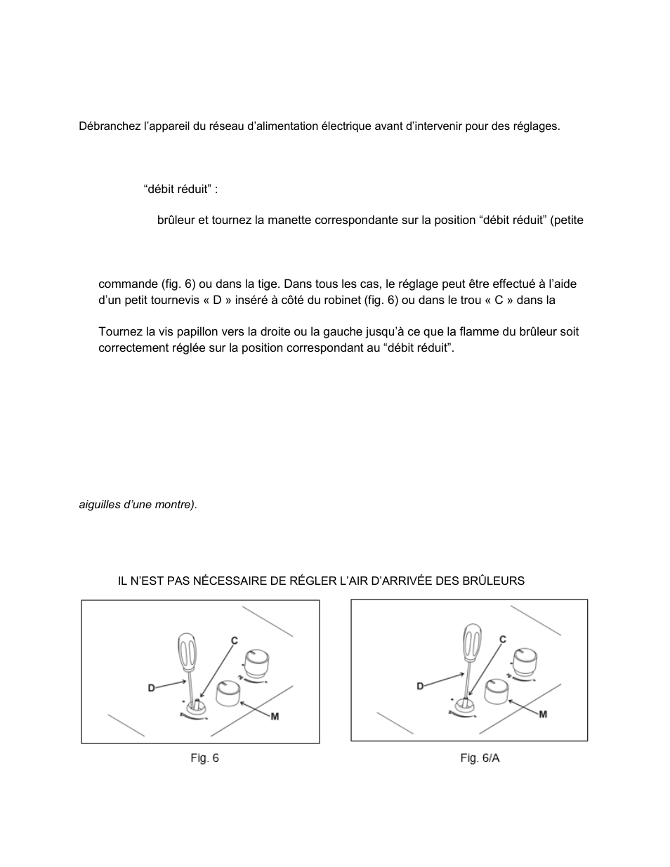 Réglages | Summit 30 Inch Gas Cooktop Use and Care Manual User Manual | Page 33 / 40