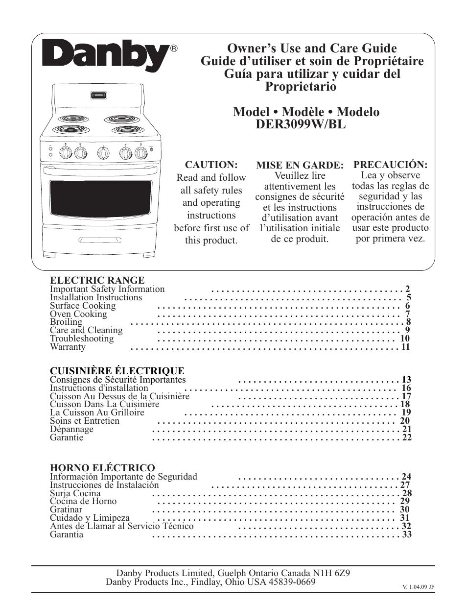 Danby DER3099BL User Manual | 32 pages