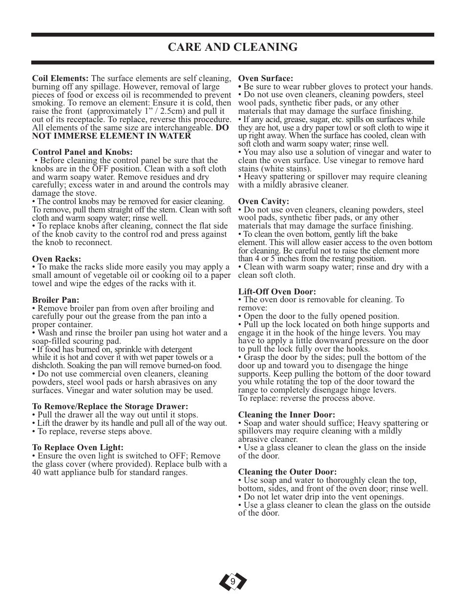 Care and cleaning | Danby DER3099BL User Manual | Page 10 / 32