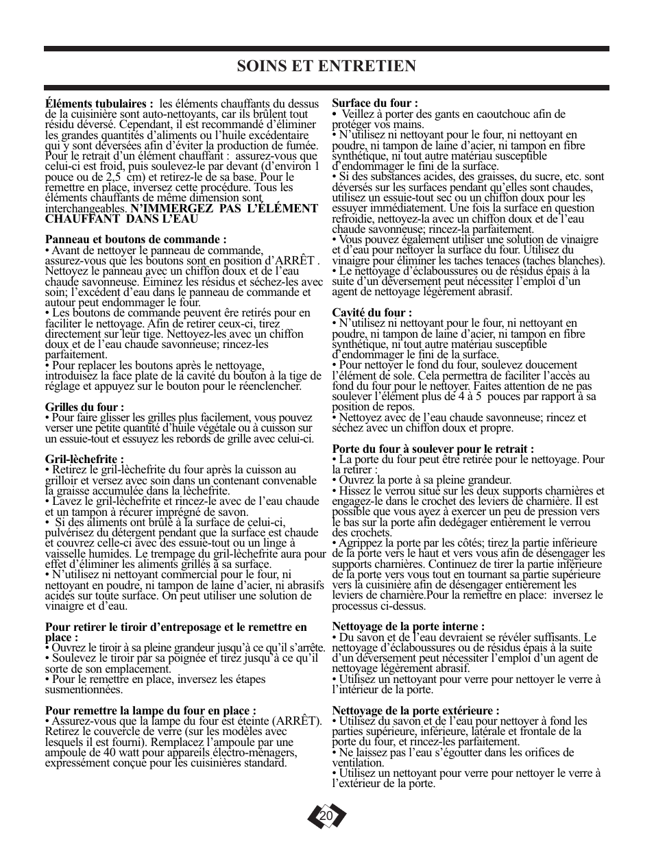 Soins et entretien | Danby DER3099BL User Manual | Page 20 / 32