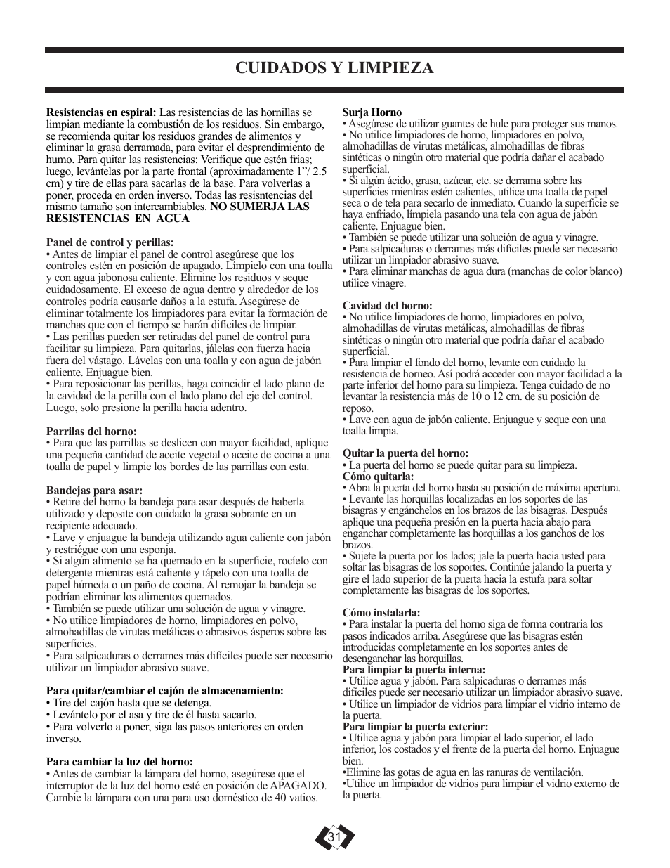 Cuidados y limpieza | Danby DER3099BL User Manual | Page 30 / 32