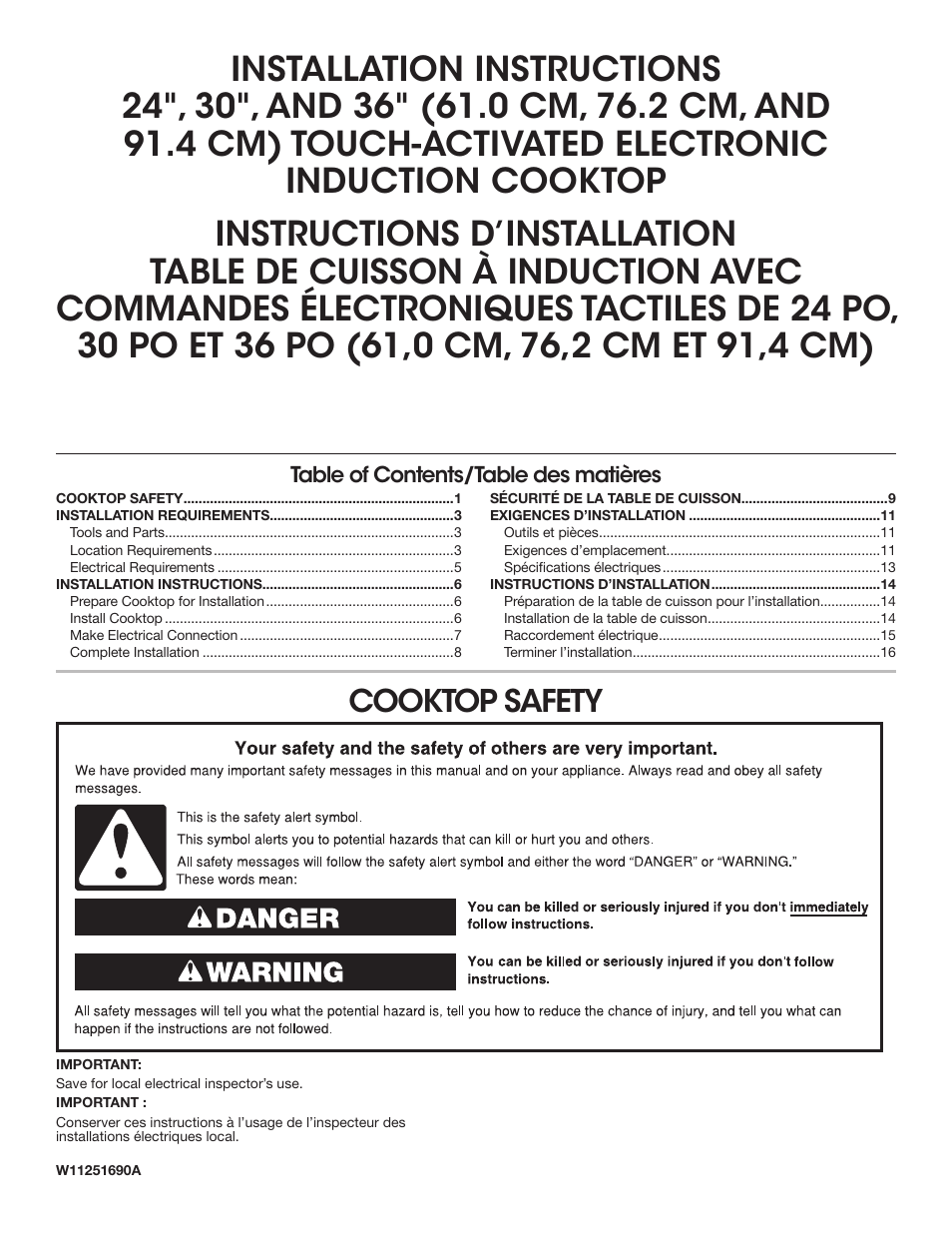 JennAir Lustre Stainless Series 36 Inch Induction Cooktop Installation Instructions User Manual | 16 pages