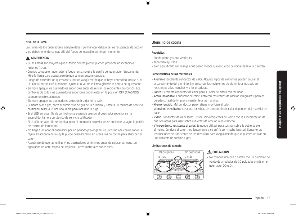 Utensilio de cocina | Samsung 36 Inch Gas Smart Cooktop Owner's Manual User Manual | Page 45 / 96