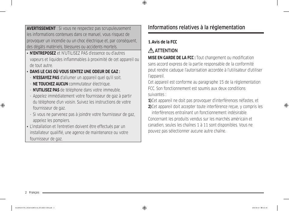 Informations relatives à la réglementation | Samsung 36 Inch Gas Smart Cooktop Owner's Manual User Manual | Page 66 / 96