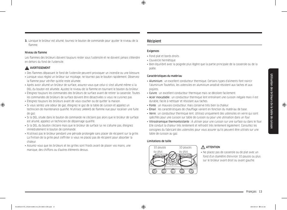 Récipient, Récipient 13 | Samsung 36 Inch Gas Smart Cooktop Owner's Manual User Manual | Page 77 / 96