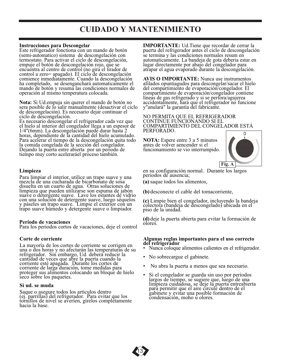 Cuidado y mantenimiento | Danby DCRM71BLDB User Manual | Page 12 / 14