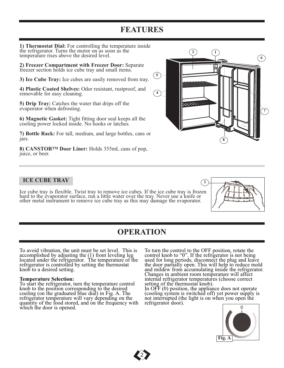 Features, Operation | Danby DCRM71BLDB User Manual | Page 3 / 14