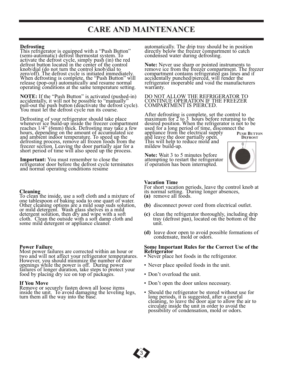 Care and maintenance | Danby DCRM71BLDB User Manual | Page 4 / 14