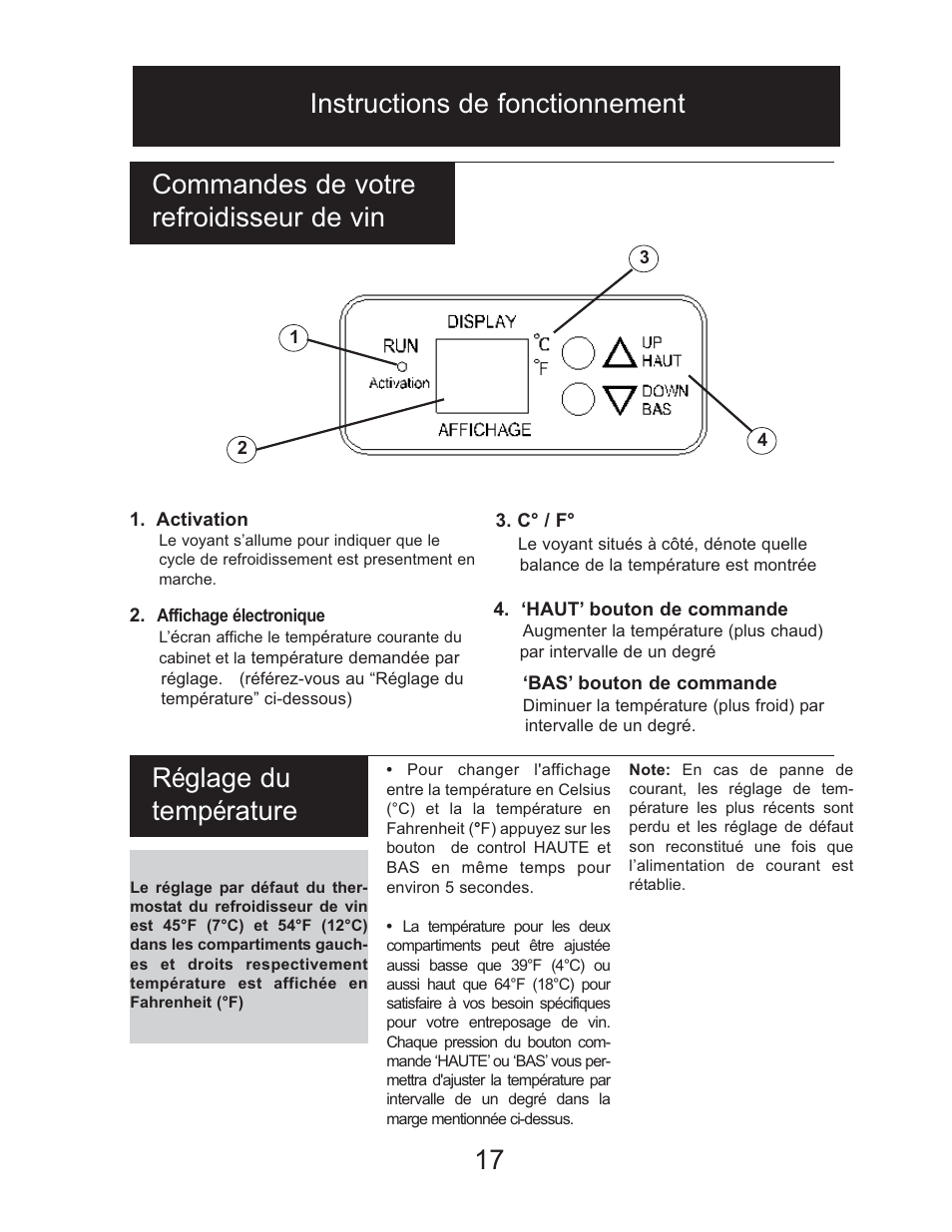 Commandes de votre refroidisseur de vin | Danby DWC2727BLS User Manual | Page 18 / 34